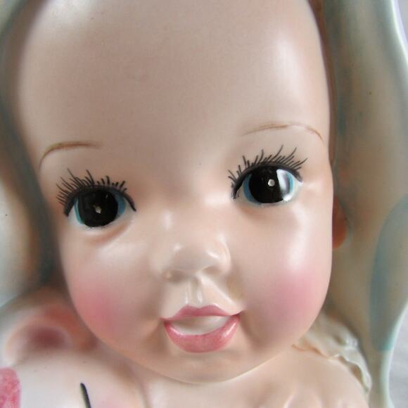 Enesco Baby Head Vase Teddy Bear Figural Planter Ceramic Art Pottery Vintage - Picture 2 of 7